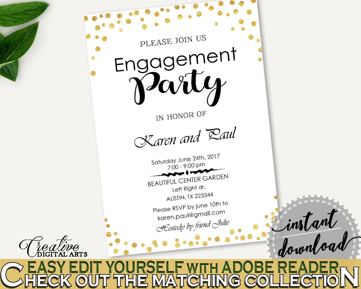 Engagement Party Invitation Bridal Shower Engagement Party Invitation Confetti Bridal Shower Engagement Party Invitation Bridal Shower CZXE5 - Digital Product