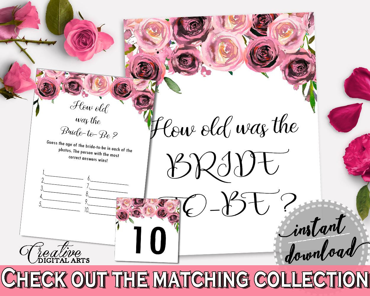 How Old Was The Bride To Be Bridal Shower How Old Was The Bride To Be Floral Bridal Shower How Old Was The Bride To Be Bridal Shower BQ24C - Digital Product