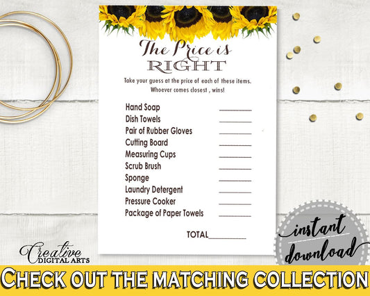 Price Is Right Bridal Shower Price Is Right Sunflower Bridal Shower Price Is Right Bridal Shower Sunflower Price Is Right Yellow White SSNP1 - Digital Product