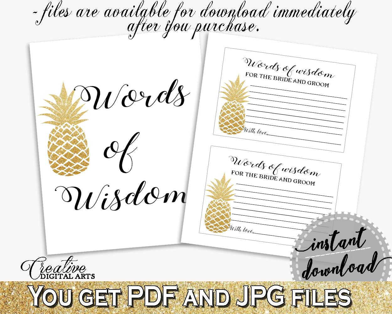Words Of Wisdom For The Bride And Groom Bridal Shower Words Of Wisdom For The Bride And Groom Pineapple Bridal Shower Words Of Wisdom 86GZU - Digital Product