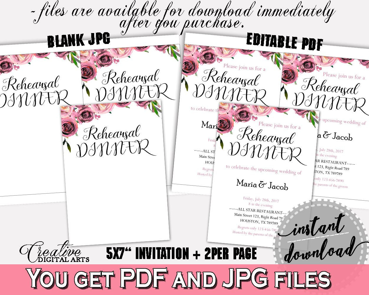 Rehearsal Dinner Invitation Bridal Shower Rehearsal Dinner Invitation Floral Bridal Shower Rehearsal Dinner Invitation Bridal Shower BQ24C - Digital Product