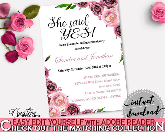 Invitation Template Bridal Shower Invitation Template Floral Bridal Shower Invitation Template Bridal Shower Floral Invitation BQ24C - Digital Product