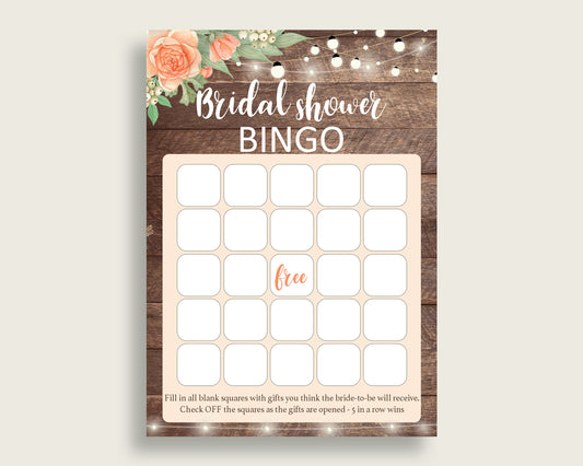 Empty Bingo Bridal Shower Empty Bingo Rustic Bridal Shower Empty Bingo Bridal Shower Flowers Empty Bingo Brown Beige party decor SC4GE