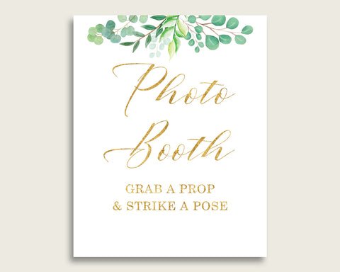 Greenery Photobooth Sign Printable, Gender Neutral Baby Shower Green Gold Photo Booth, Greenery Selfie Station Sign, 8x10 16x20 Y8X33