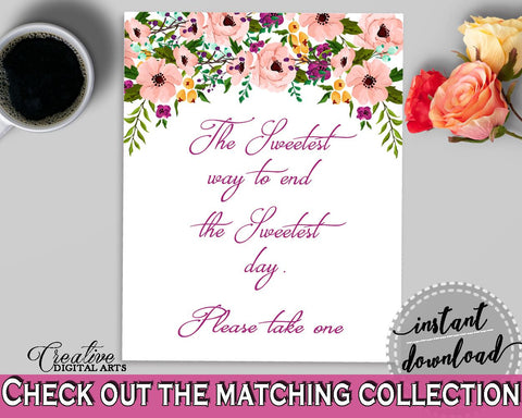White And Pink Watercolor Flowers Bridal Shower Theme: The Sweetest Way To End The Sweets Day - end the day, printables, prints - 9GOY4 - Digital Product