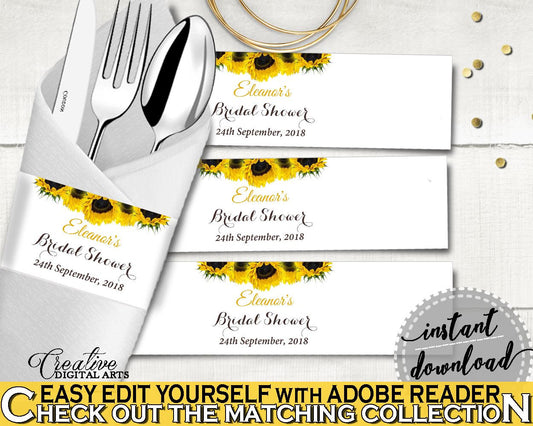 Napkin Rings Bridal Shower Napkin Rings Sunflower Bridal Shower Napkin Rings Bridal Shower Sunflower Napkin Rings Yellow White pdf SSNP1 - Digital Product