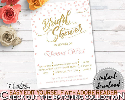 Invitation Bridal Shower Invitation Pink And Gold Bridal Shower Invitation Bridal Shower Pink And Gold Invitation Pink Gold prints - XZCNH - Digital Product