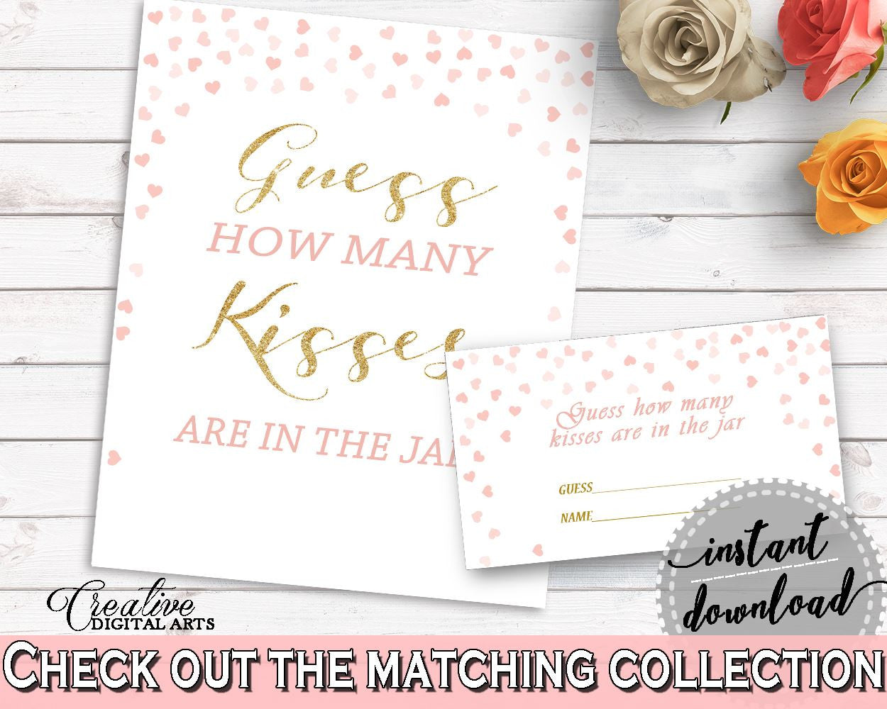 Kisses Guessing Game Bridal Shower Kisses Guessing Game Pink And Gold Bridal Shower Kisses Guessing Game Bridal Shower Pink And Gold XZCNH - Digital Product