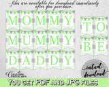 Baby shower CHAIR BANNER decoration printable with chevron green theme, digital files Jpg Pdf, instant download - cgr01