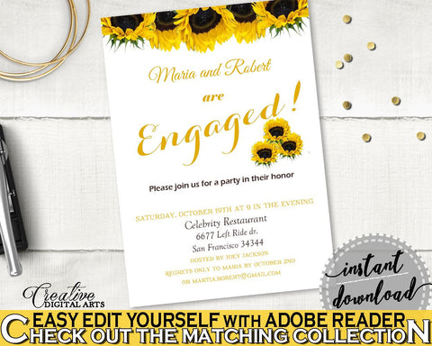Engagement Invitation Bridal Shower Engagement Invitation Sunflower Bridal Shower Engagement Invitation Bridal Shower Sunflower SSNP1 - Digital Product
