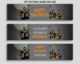 Printable Halloween Water Bottle Labels, Halloween Bash Bottle Wraps, Black Orange Halloween Birthday, Halloween Bash Editable Labels LXRNF