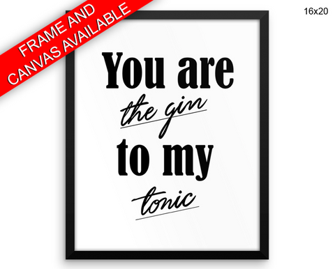 Gin Tonic Print, Beautiful Wall Art with Frame and Canvas options available  Decor