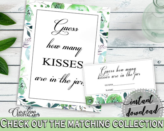 Kisses Guessing Game Bridal Shower Kisses Guessing Game Botanic Watercolor Bridal Shower Kisses Guessing Game Bridal Shower Botanic 1LIZN - Digital Product