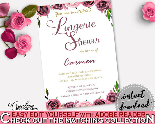 Lingerie Shower Invitation Bridal Shower Lingerie Shower Invitation Floral Bridal Shower Lingerie Shower Invitation Bridal Shower BQ24C - Digital Product