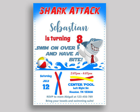 Shark Infested Birthday Invitation Shark Infested Birthday Party Invitation Shark Infested Birthday Party Shark Infested Invitation EG43N - Digital Product