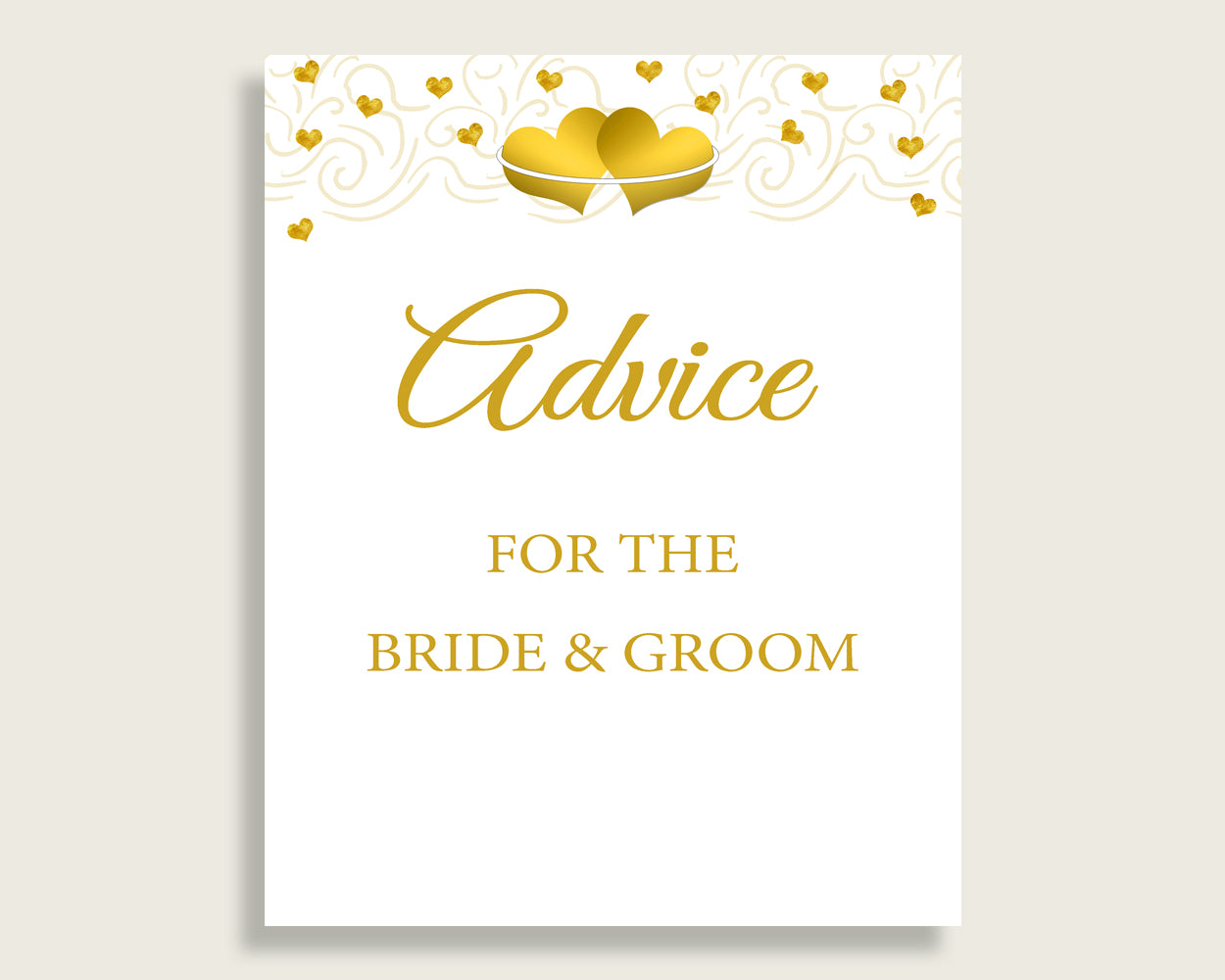 Advice Bridal Shower Advice Gold Hearts Bridal Shower Advice Bridal Shower Gold Hearts Advice White Gold digital print party theme 6GQOT