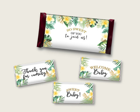 Tropical Hershey Candy Bar Wrapper Printable, Green Yellow Chocolate Bar Wrappers, Gender Neutral Shower Candy Labels, Instant 4N0VK