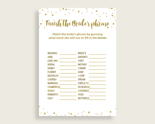 Finish The Phrase Bridal Shower Finish The Phrase Gold Bridal Shower Finish The Phrase Bridal Shower Gold Finish The Phrase Gold White G2ZNX