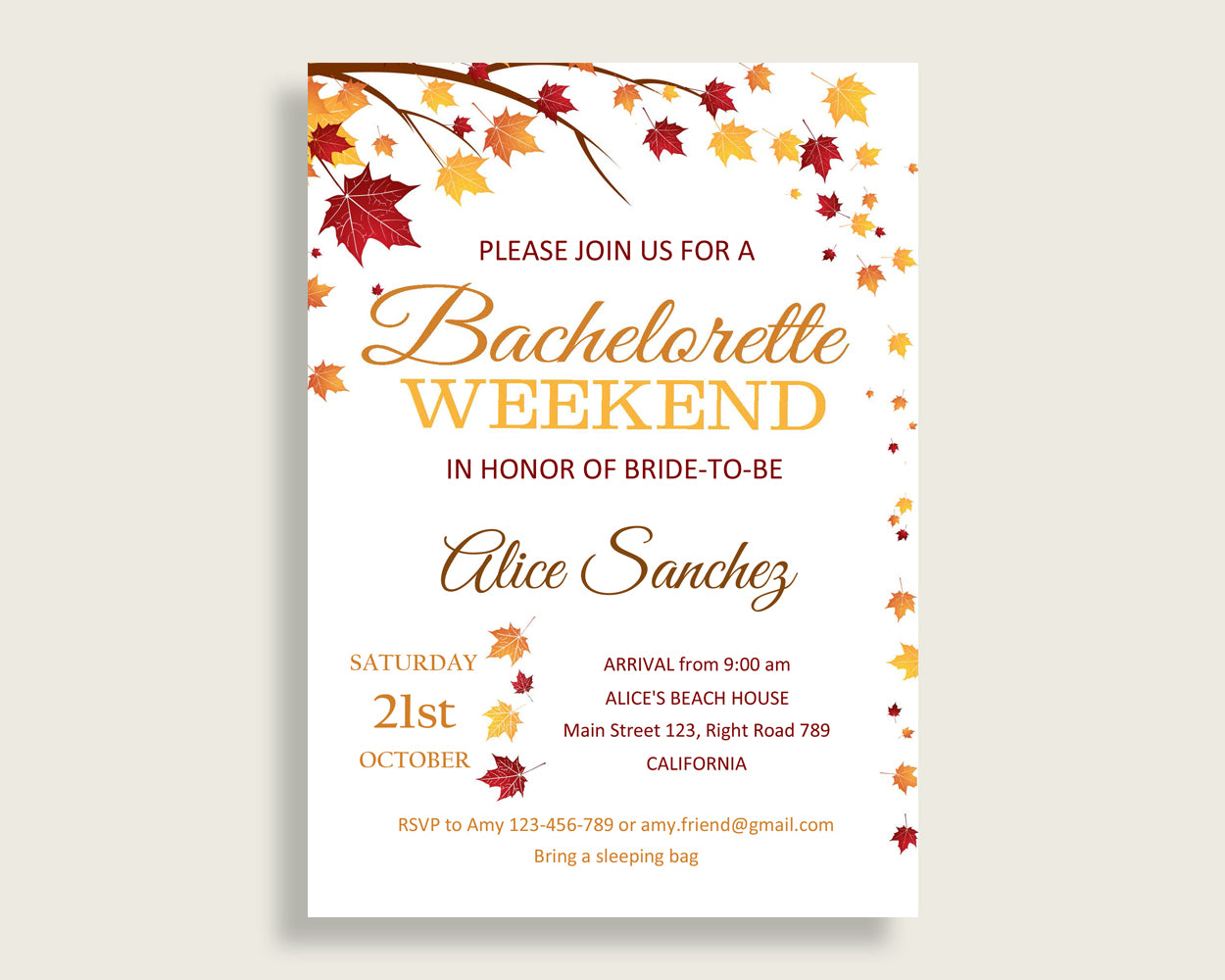 Bachelorette Weekend Invitation Bridal Shower Bachelorette Weekend Invitation Fall Bridal Shower Bachelorette Weekend Invitation YCZ2S