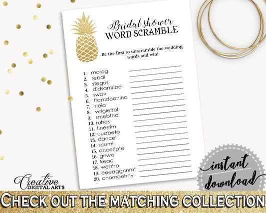 Word Scramble Bridal Shower Word Scramble Pineapple Bridal Shower Word Scramble Bridal Shower Pineapple Word Scramble Gold White 86GZU - Digital Product