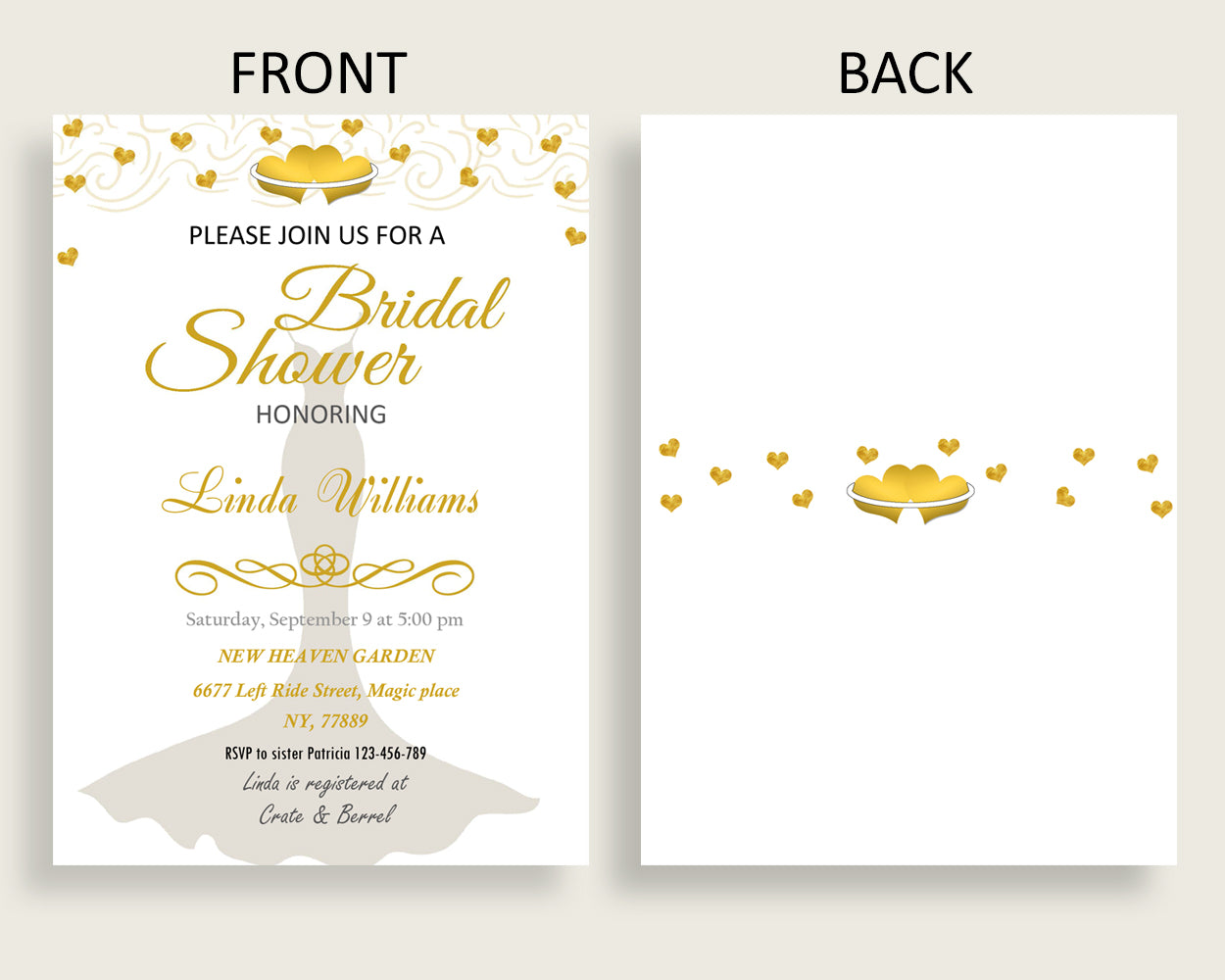 Invitation Bridal Shower Invitation Gold Hearts Bridal Shower Invitation Bridal Shower Gold Hearts Invitation White Gold printables 6GQOT