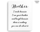 Definition Brother Print, Beautiful Wall Art with Frame and Canvas options available Family Decor