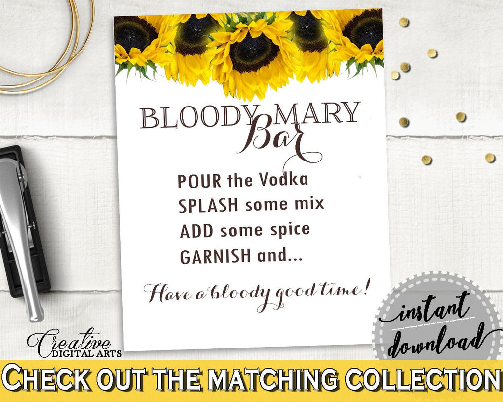 Bloody Mary Bridal Shower Bloody Mary Sunflower Bridal Shower Bloody Mary Bridal Shower Sunflower Bloody Mary Yellow White prints SSNP1 - Digital Product