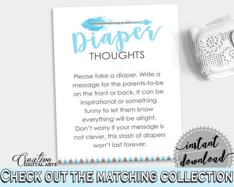 Diaper Thoughts Baby Shower Diaper Thoughts Aztec Baby Shower Diaper Thoughts Blue White Baby Shower Aztec Diaper Thoughts prints QAQ18 - Digital Product