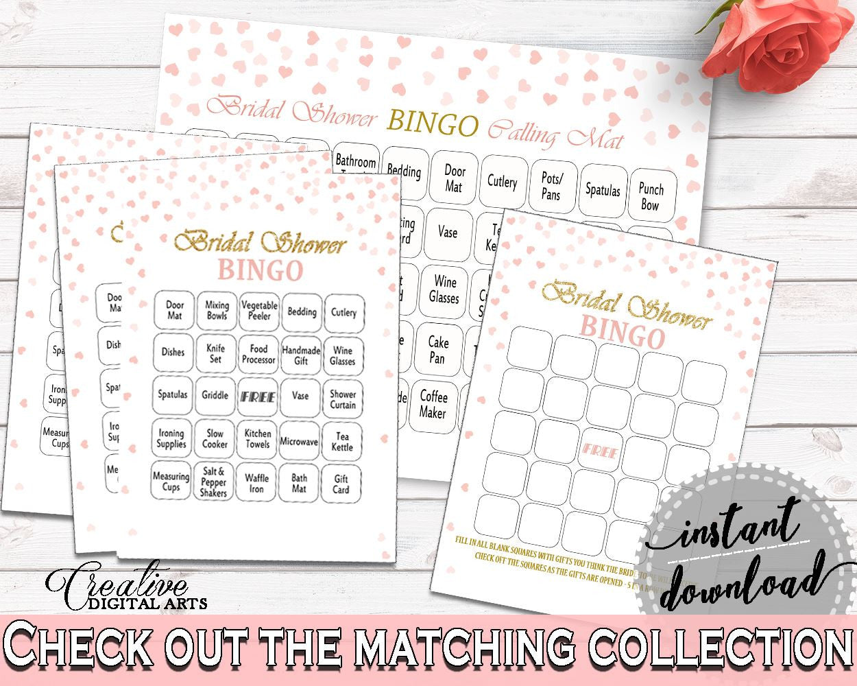 Bingo Bridal Shower Bingo Pink And Gold Bridal Shower Bingo Bridal Shower Pink And Gold Bingo Pink Gold - XZCNH - Digital Product