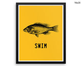 Swim Fish Print, Beautiful Wall Art with Frame and Canvas options available Office Decor