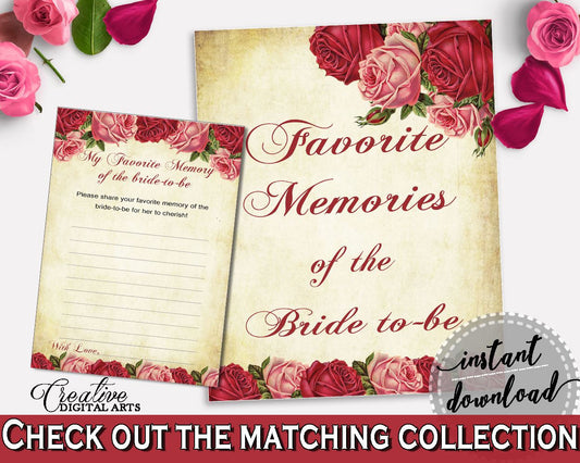 Favorite Memories Bridal Shower Favorite Memories Vintage Bridal Shower Favorite Memories Bridal Shower Vintage Favorite Memories Red XBJK2 - Digital Product