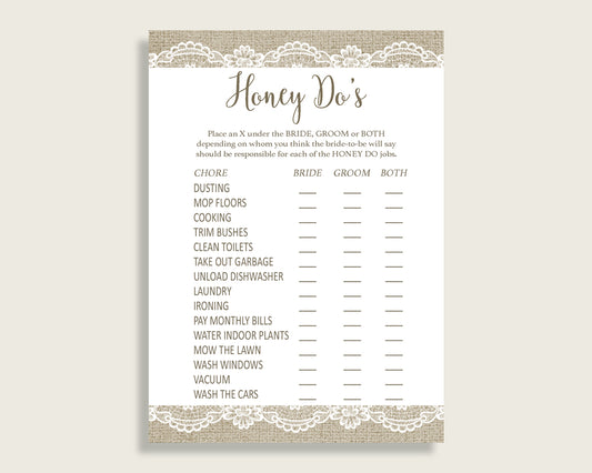 Honey Do List Bridal Shower Honey Do List Burlap And Lace Bridal Shower Honey Do List Bridal Shower Burlap And Lace Honey Do List NR0BX