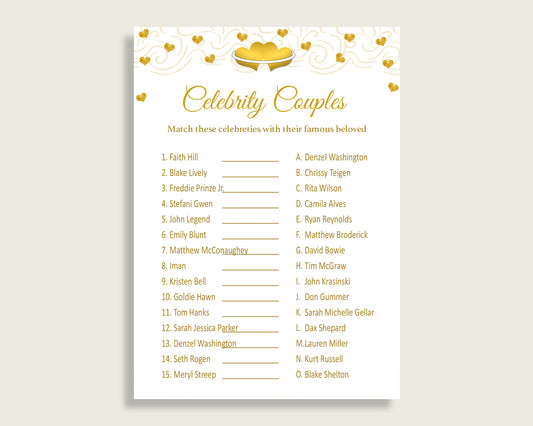 Celebrity Couples Bridal Shower Celebrity Couples Gold Hearts Bridal Shower Celebrity Couples Bridal Shower Gold Hearts Celebrity 6GQOT