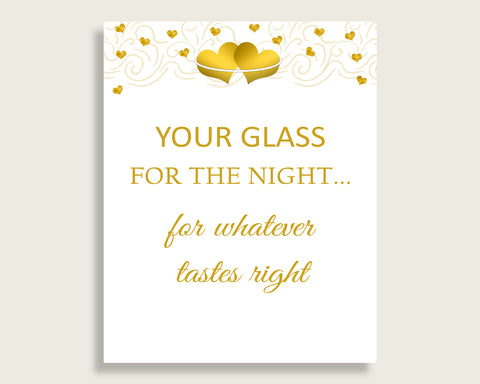 Your Glass For The Night Bridal Shower Your Glass For The Night Gold Hearts Bridal Shower Your Glass For The Night Bridal Shower Gold 6GQOT