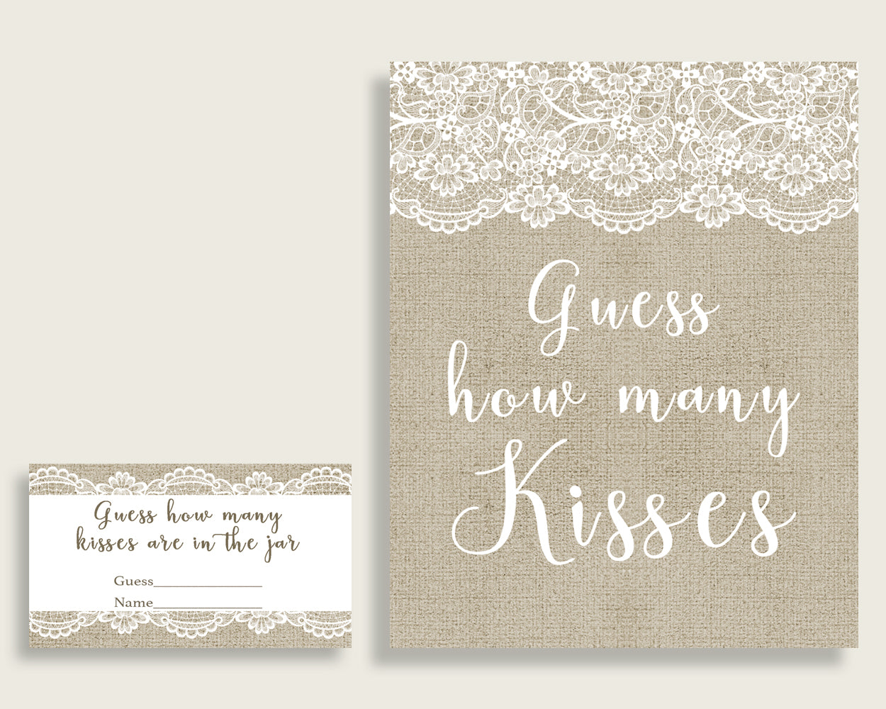 Kisses Guessing Game Bridal Shower Kisses Guessing Game Burlap And Lace Bridal Shower Kisses Guessing Game Bridal Shower Burlap And NR0BX