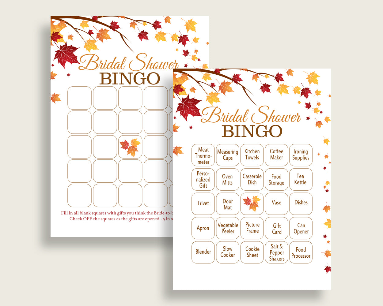 Bingo Bridal Shower Bingo Fall Bridal Shower Bingo Bridal Shower Autumn Bingo Brown Yellow party décor party supplies party theme YCZ2S