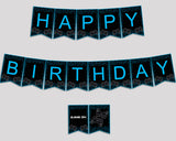 Video Game Birthday Banner Video Game Birthday Party Banner Black Blue Happy Birthday Banner Boy 5IAY6