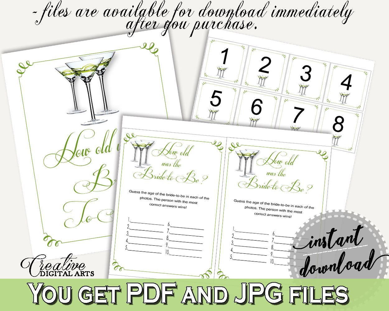 How Old Was The Bride To Be Bridal Shower How Old Was The Bride To Be Modern Martini Bridal Shower How Old Was The Bride To Be Bridal ARTAN - Digital Product