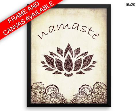 Namaste Print, Beautiful Wall Art with Frame and Canvas options available Spiritual Decor