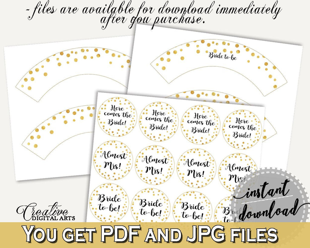 Cupcake Toppers And Wrappers Bridal Shower Cupcake Toppers And Wrappers Confetti Bridal Shower Cupcake Toppers And Wrappers Bridal CZXE5 - Digital Product