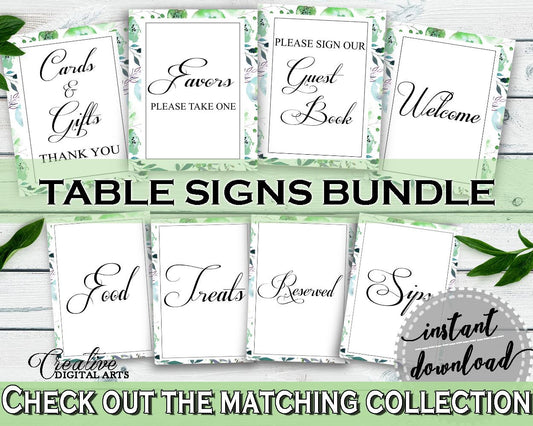 Table Signs Bridal Shower Table Signs Botanic Watercolor Bridal Shower Table Signs Bridal Shower Botanic Watercolor Table Signs Green 1LIZN - Digital Product