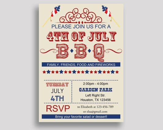 4th Of July Birthday Invitation 4th Of July Birthday Party Invitation 4th Of July Birthday Party 4th Of July Invitation Gender Neutral YB61M - Digital Product