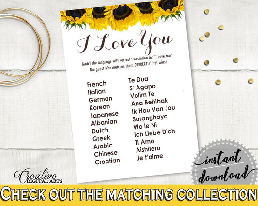 I Love You Game Bridal Shower I Love You Game Sunflower Bridal Shower I Love You Game Bridal Shower Sunflower I Love You Game Yellow SSNP1 - Digital Product