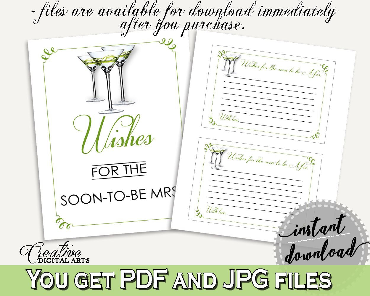 Wishes For The Soon To Be Mrs Bridal Shower Wishes For The Soon To Be Mrs Modern Martini Bridal Shower Wishes For The Soon To Be Mrs ARTAN - Digital Product