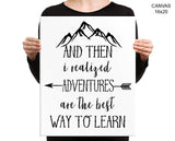 Adventures Print, Beautiful Wall Art with Frame and Canvas options available Kids Decor