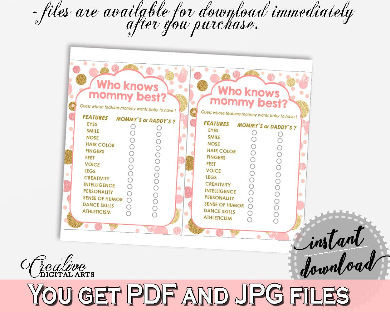 Who Knows Mommy Best, Baby Shower Who Knows Mommy Best, Dots Baby Shower Who Knows Mommy Best, Baby Shower Dots Who Knows Mommy Best RUK83 - Digital Product
