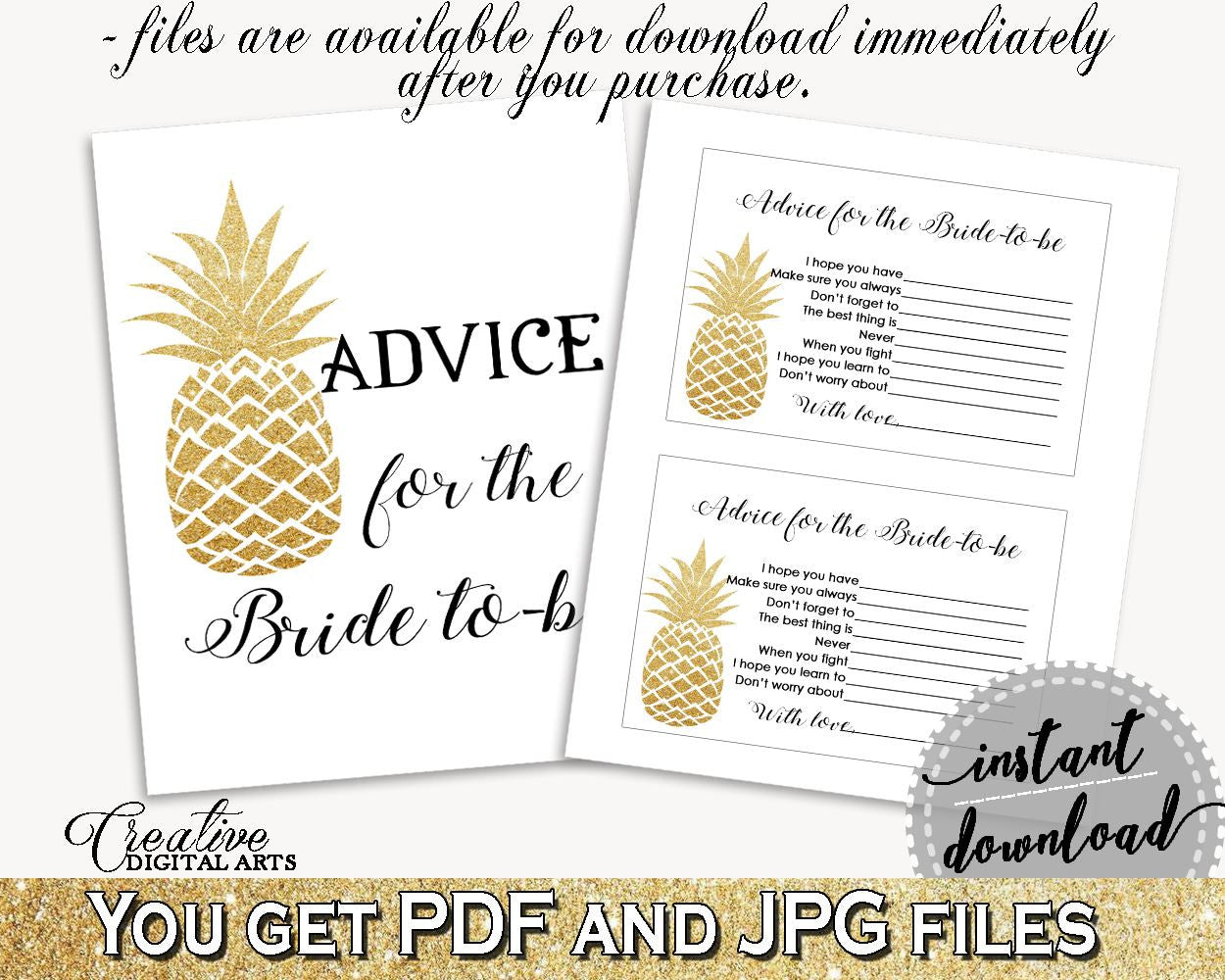 Advice For The Bride To Be Bridal Shower Advice For The Bride To Be Pineapple Bridal Shower Advice For The Bride To Be Bridal Shower 86GZU - Digital Product