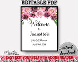 Welcome Sign Bridal Shower Welcome Sign Floral Bridal Shower Welcome Sign Bridal Shower Floral Welcome Sign Pink Purple party décor BQ24C - Digital Product
