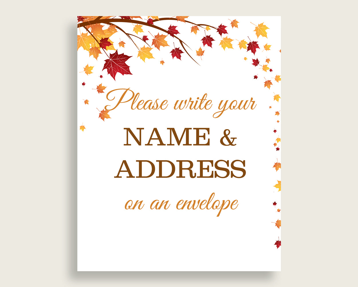 Addressing Sign Bridal Shower Addressing Sign Fall Bridal Shower Addressing Sign Bridal Shower Autumn Addressing Sign Brown Yellow YCZ2S