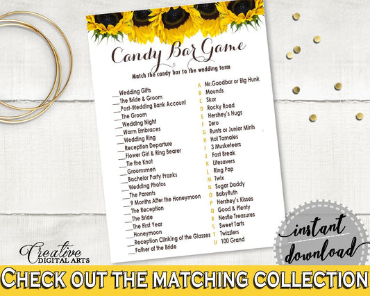 Candy Bar Game Bridal Shower Candy Bar Game Sunflower Bridal Shower Candy Bar Game Bridal Shower Sunflower Candy Bar Game Yellow White SSNP1 - Digital Product